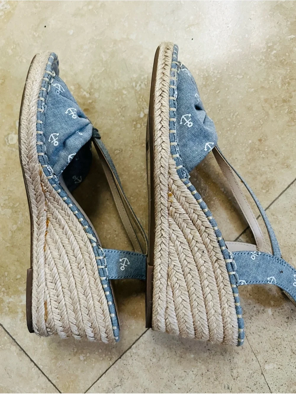Charter Club Denim Blue Bow Slingback Espadrilles